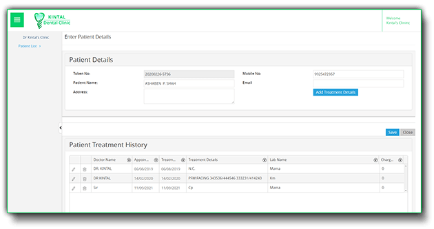 Kintal Dental Clinic - Admin Portal screen